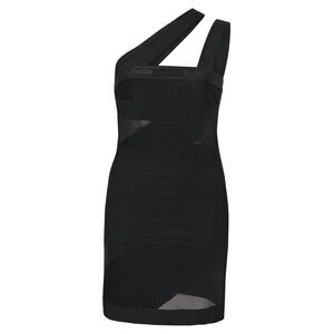 David Koma One-Shoulder Bodycon Dress in Black Nylon